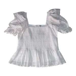 Marie Oliver Lala square neck peplum smocked top